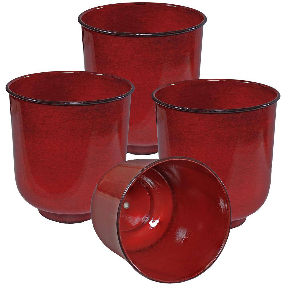 Vivian Ruby Glaze Medium Iron Indoor/Outdoor Planter Set