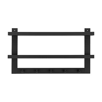 DANYA B 29 in. 2 Tier Black Ledge Wall Shelf Entryway or