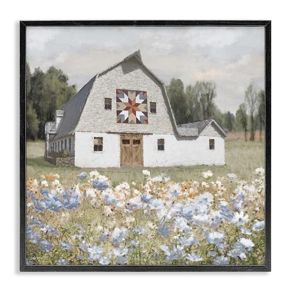 Stupell Industries Meadow View & Barn by Amber Sterling Black Framed Nature Giclee Art Print 24 in. x 24 in.
