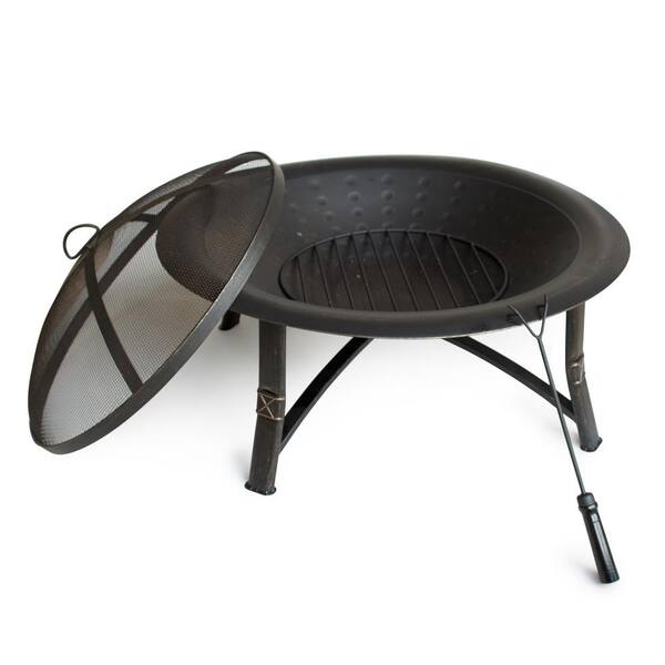 Round Steel Wood Burning Fire Pit, 35 Inch Fire Pit Bowl Replacement Parts