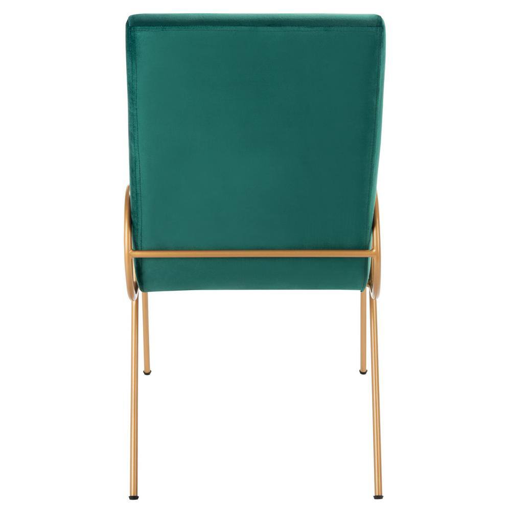 Emerald Velvet Upholstered Side Chair with Gold Metal Frame