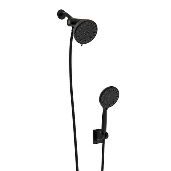 Fapully 7-Spray 4.7 in. Dual Shower Head and Handheld Shower Head,1.8 GPM Wall Mount Fixed and Shower Head in Matte Black
