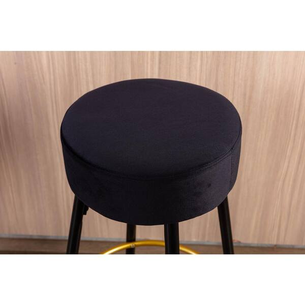 GOJANE 30.31 in. Black Backless Metal Counter Height Bar Stools