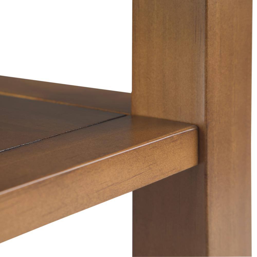 Acadian Solid Wood 14" Light Golden Brown Narrow Side Table with Storage