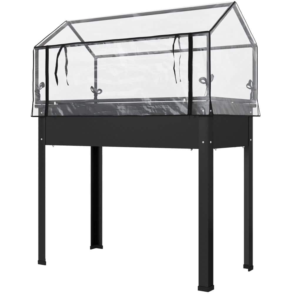 39.4 in. x 18.9 in. x 48.8 in. Elevated Raised Garden Bed with Greenhouse Cover, Legs & Drainage Hole, Black price history on PriceWatchPro