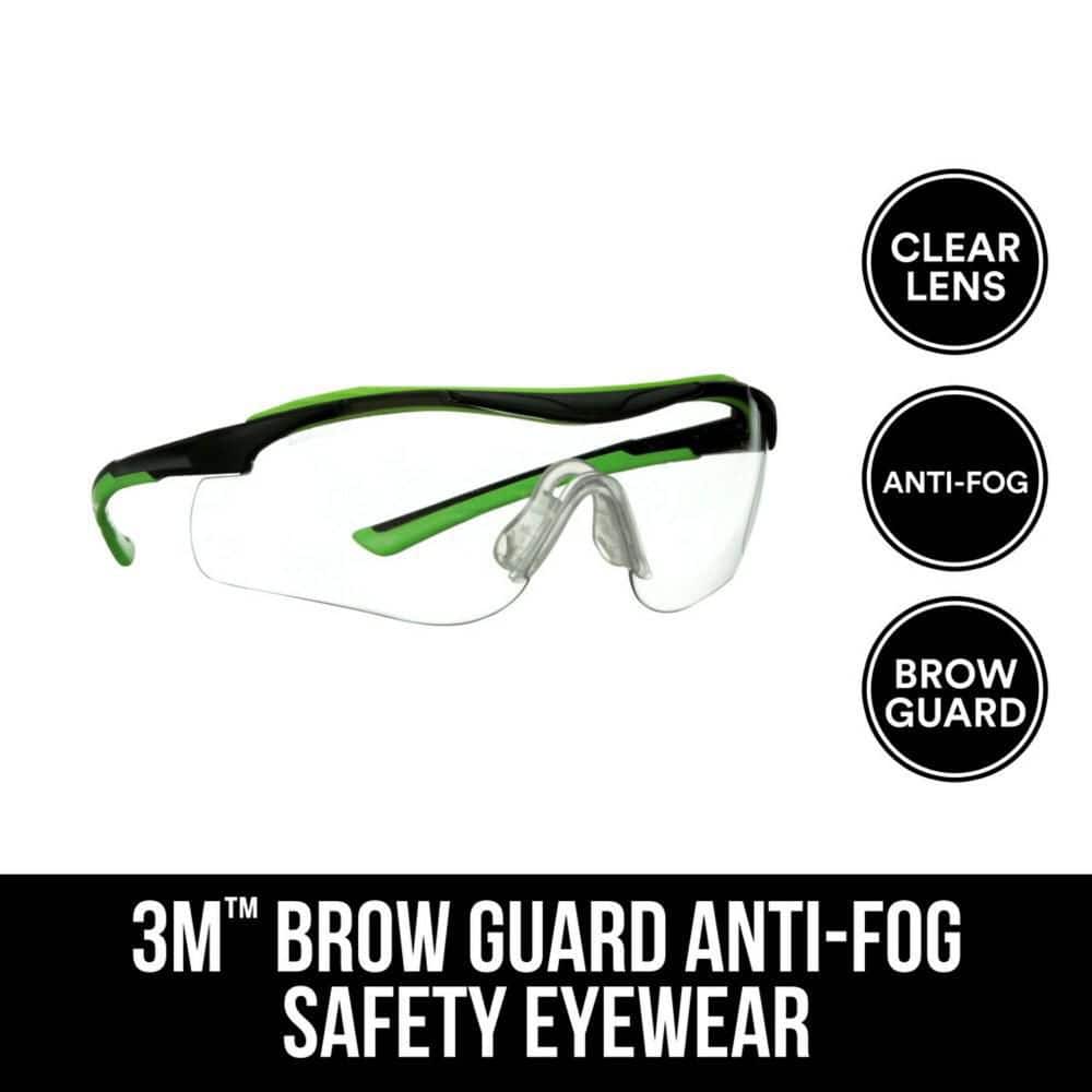 Clear　Home　The　3M　Guard　47100H1-VDC　Black/Green,　Lens　with　Brow　Eyewear　Depot
