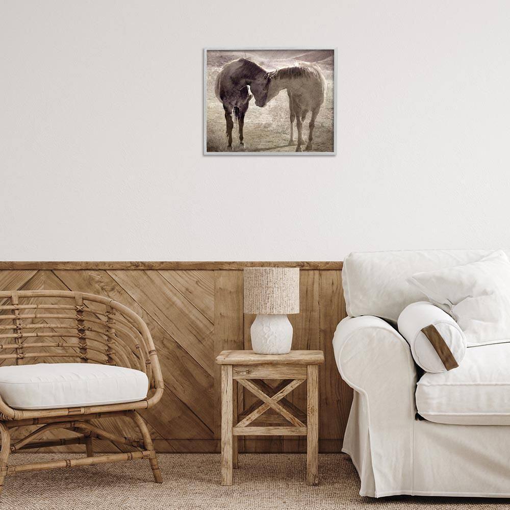 Muted Horse Pair Hugging by Steve Toole Gray Framed Animal Giclee Art Print 16 in. x 20 in. price history on PriceWatchPro