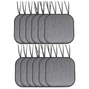 Cameron Square Memory Foam 16 in.x16 in. Non-Slip Back, Chair Cushion with Ties (12-Pack), Black/Gray