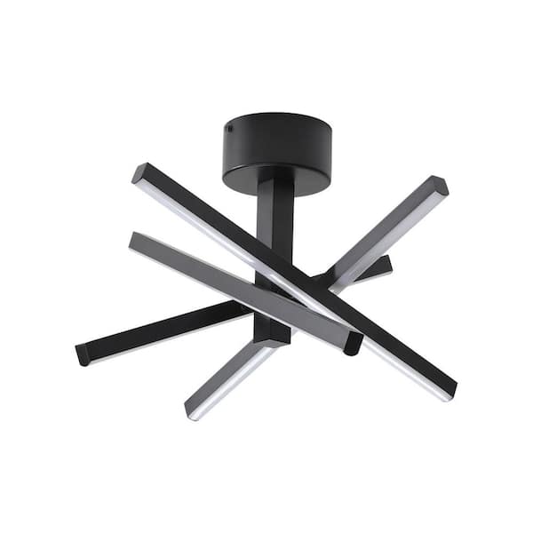 4 Light Integrated LED Black Semi Flush Mount Chandelier