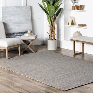 Elfriede Gray 6 ft. x 9 ft. Farmhouse Jute Blend Area Rug