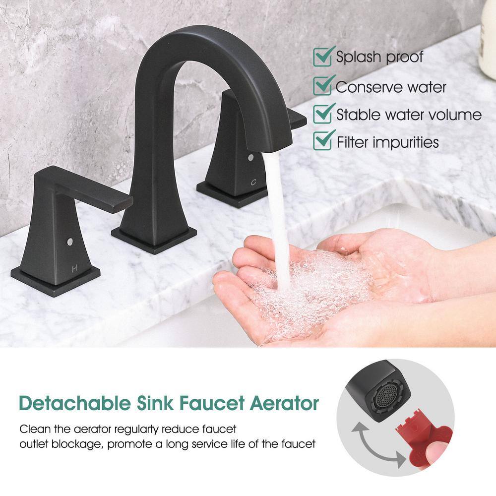 Matte Black Double Handle Widespread Bathroom Faucet Set