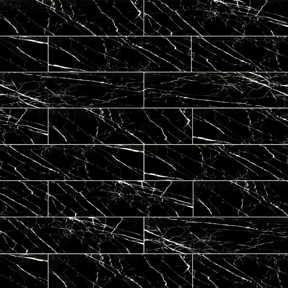 Take Home Tile Sample-Aashini Black 4 in. x 4 in. Glossy Ceramic Marble Look Wall Tile price history on PriceWatchPro