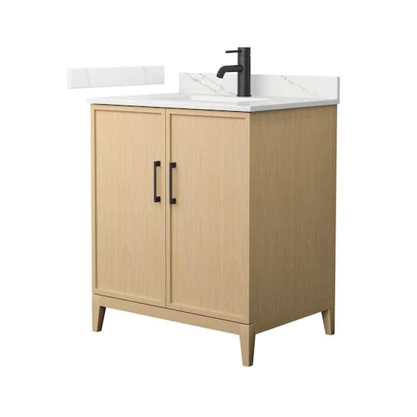 Wyndham Collection Elan 30 in. W x 22 in. D x 35 in. H Single Bath Vanity in White Oak with Giotto Quartz Top