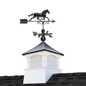 Coventry 18 in. x 18 in. Square x 48 in. Vinyl Cupola with Black Aluminum Roof and Black Aluminum Horse Weathervane