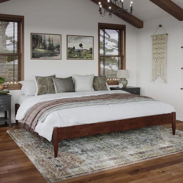 AFI Key West Basic Walnut Brown Solid Wood Frame King Platform Bed