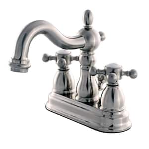 Heritage 4 in. Centerset 2-Handle Bathroom Faucet with Plastic Pop-Up in Brushed Nickel