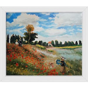 Poppy Field in Argenteuil by Claude Monet Galerie White Framed Nature Oil Painting Art Print 24 in. x 28 in.