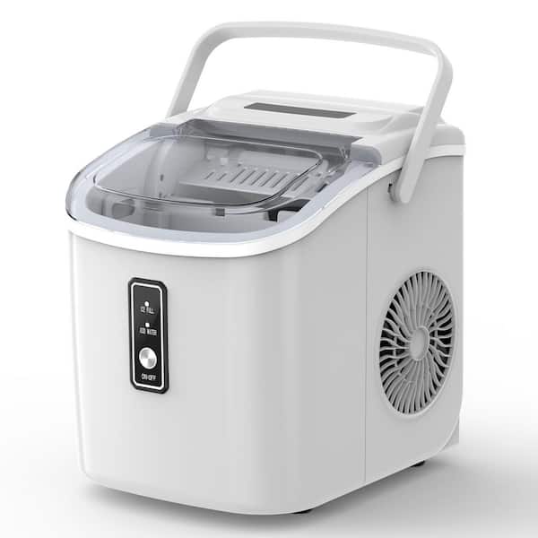 Vibekio 12 in. 26. 5lb. /24H Bullet Ice Countertop Portable Ice Maker with Basket & Scoop in White, 9 Cubes/6Mins, Auto-Cleaning