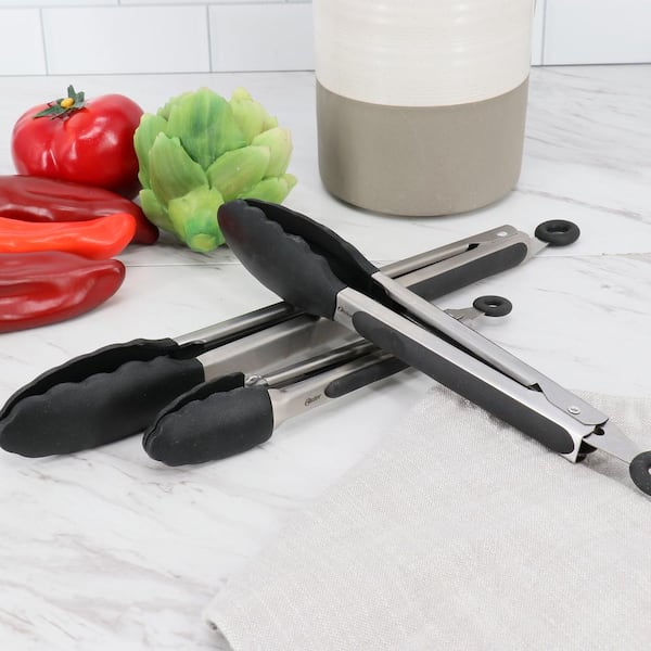 Oster Baldwyn 3-Piece Stainless Steel Kitchen Tongs Set in