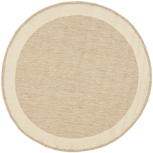Easy Care Natural 6 ft. x 6 ft. Round Border Area Rug