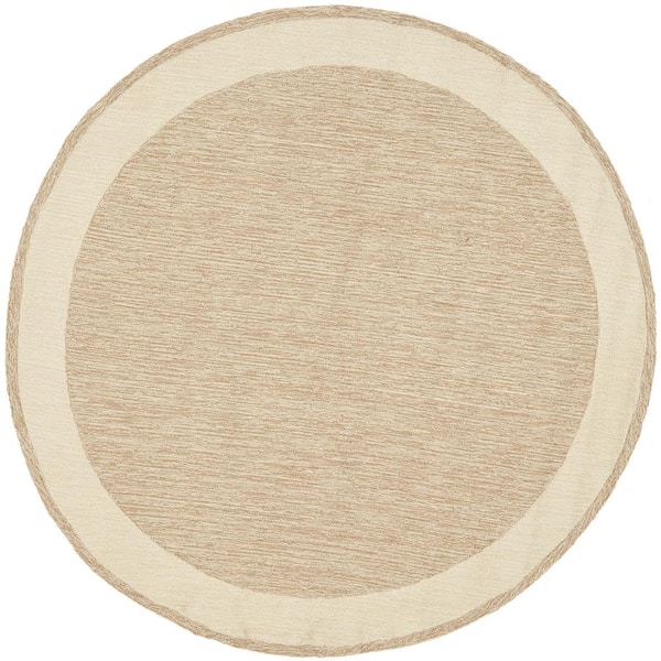 SAFAVIEH Easy Care Natural 8 ft. x 8 ft. Round Border Area Rug