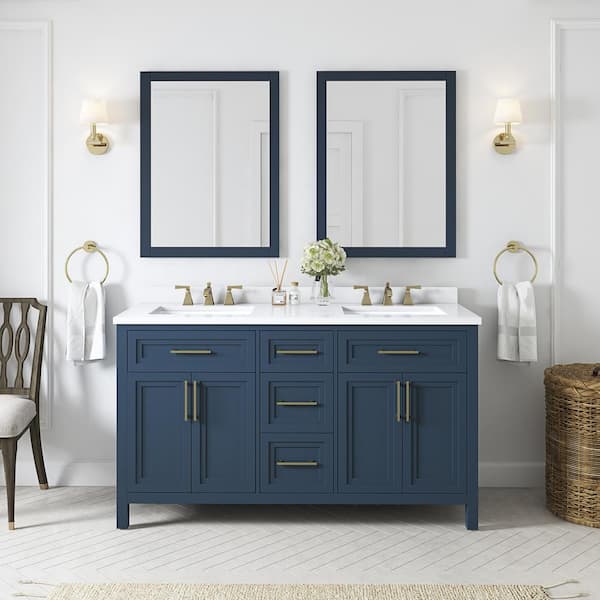 Home Decorators Collection Newhall 30 in. W x 22 in. D x 34 in. H Single  Sink Bath Vanity in Grayish Blue with White Engineered Marble Top Newhall  30GB - The Home Depot