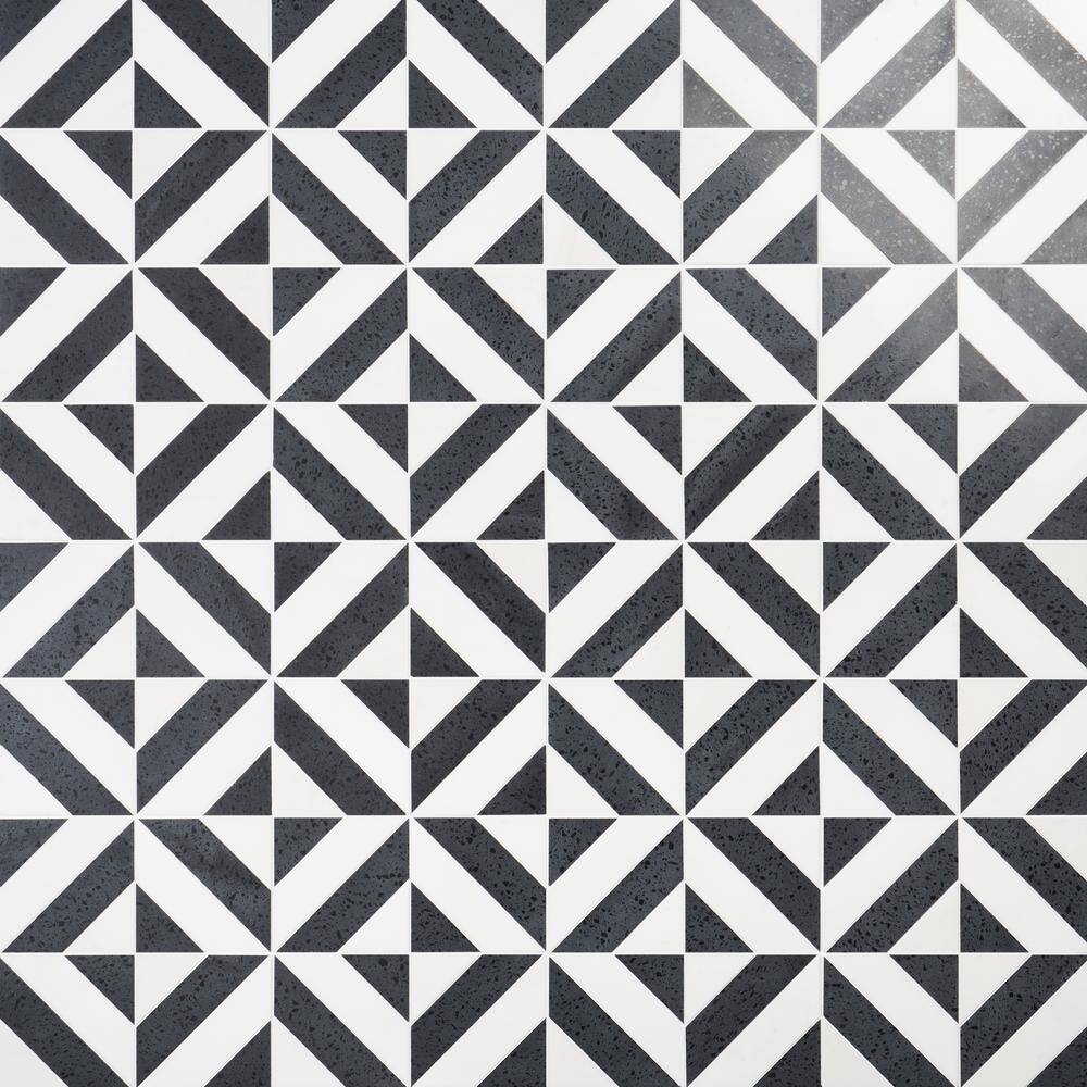 Pepper Black and White Polished Marble Mosaic Tile