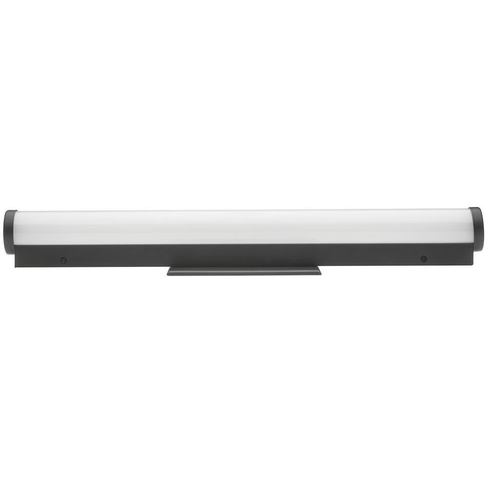 Modern Matte Black 21" LED Vanity Light with White Acrylic Shade
