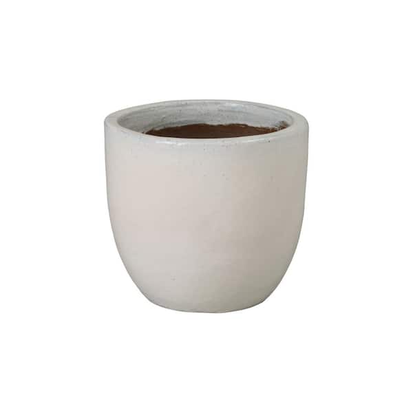 Emissary 15 in. L x 12 in. H White Ceramic Round Planter with High-fire treatment