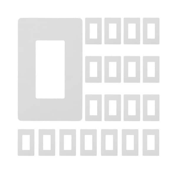 20-Pack Decorator Screwless 1-Gang White GFCI Outlet/Rocker Light Switch Cover Plastic Wall Plate