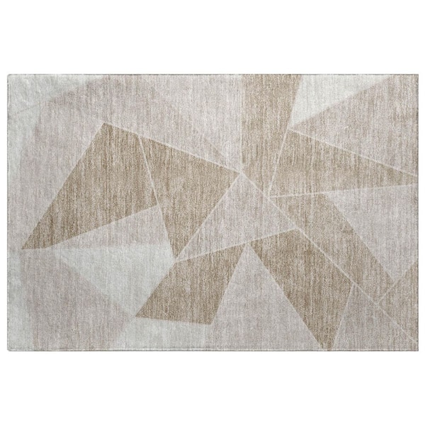 Dream Shag Premium Machine Washable Abstract ADS636 Taupe 2 ft. x 3 ft. Accent Rug