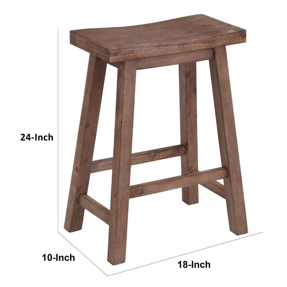 Gray Backless Saddle Style Wooden Counter Stool
