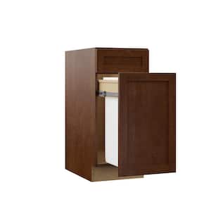 Designer Series Soleste Assembled 15x34.5x23.75 in. Pull Out Trash Can Base Kitchen Cabinet in Spice