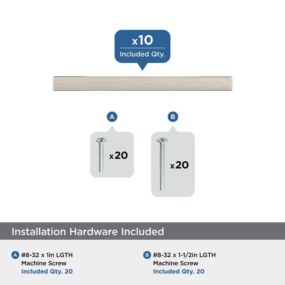 Brushed Nickel Modern Cabinet Pulls with Mounting Hardware, 10 Pack