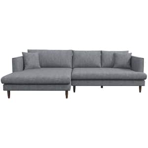 Desire 107 in. W Square Arm 2-piece L-Shaped Linen Living Room Left Facing Corner Sectional Sofa in Gray (Seats-4)
