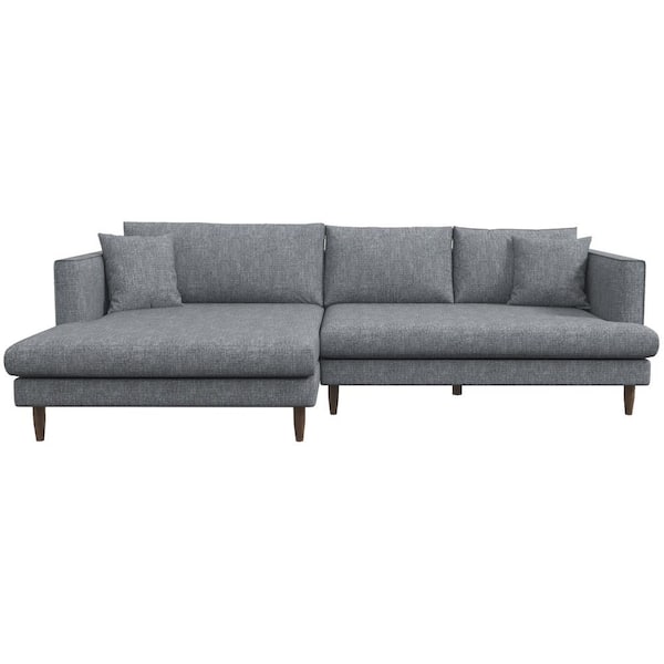 Ashcroft Furniture Co Desire 107 in. W Square Arm 2-piece L-Shaped Linen Living Room Left Facing Corner Sectional Sofa in Gray (Seats-4)