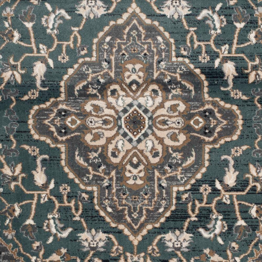 Teal and Grey 6' x 9' Traditional Synthetic Area Rug