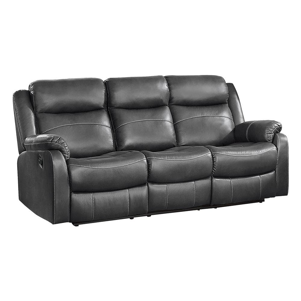 Gray Microfiber Manual Reclining Sofa with Cup Holders and Storage