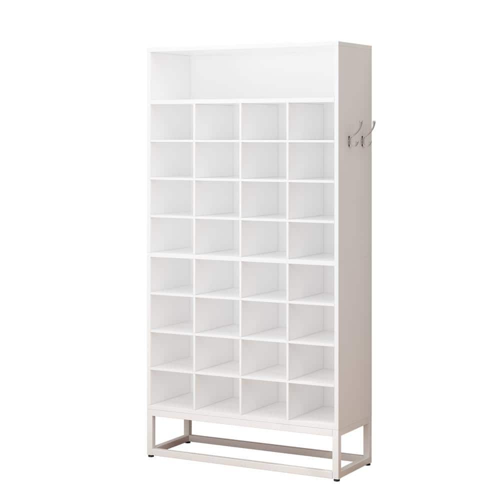 60.63 in. H 32-Pair White Shoe Rack