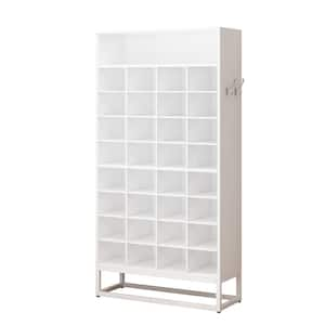 60.63 in. H 32-Pair White Shoe Rack