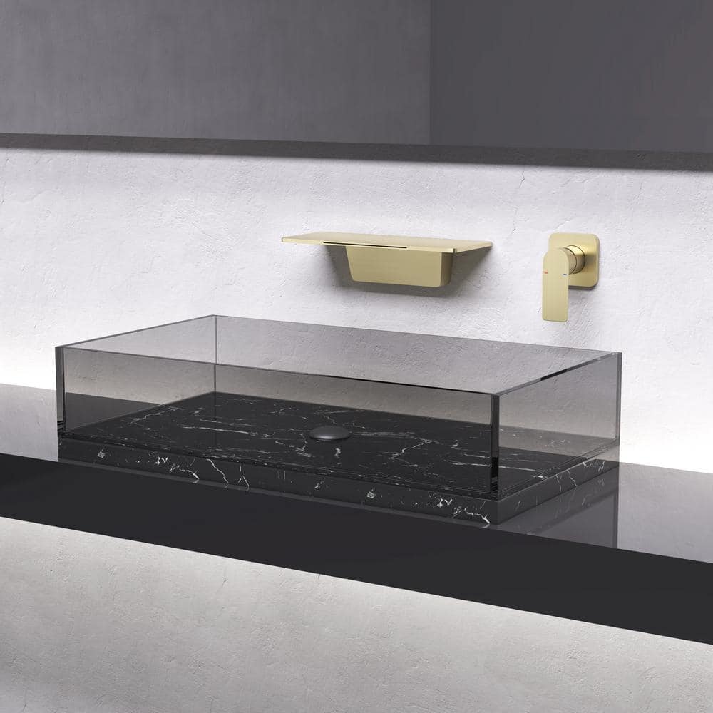 Brushed Gold Wall-Mounted Waterfall Bathroom Faucet