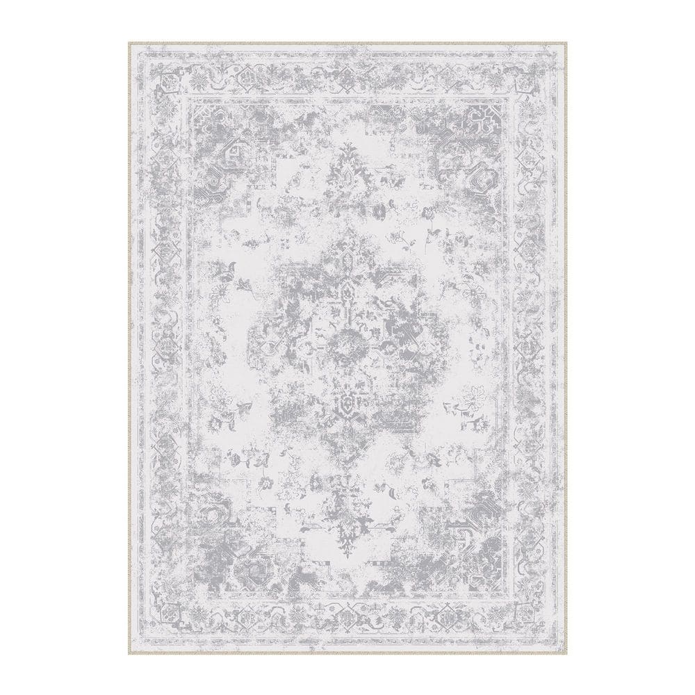 Jane Eyre Gray 3 ft. x 5 ft. Vintage Medallion Distressed Area Rug price history on PriceWatchPro