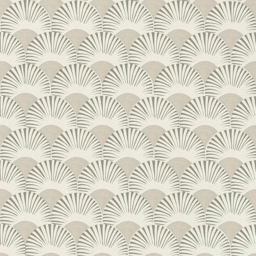 Akemi Grey Fan Ogee Wallpaper Sample