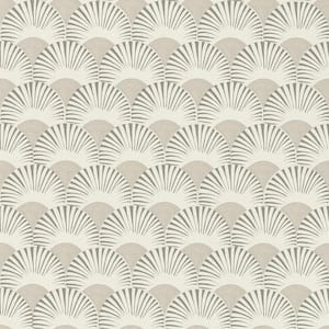 Akemi Grey Fan Ogee Wallpaper Sample