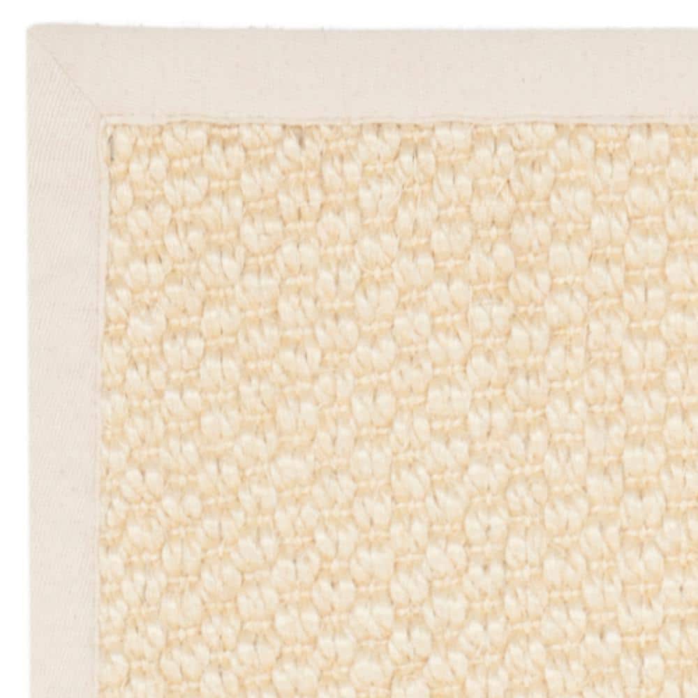 Cream Handwoven Sisal Runner Rug with Canvas Border, 2' x 8'