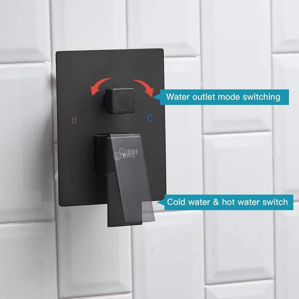 Matte Black 12-Inch Stainless Steel Rain Shower System with Handheld