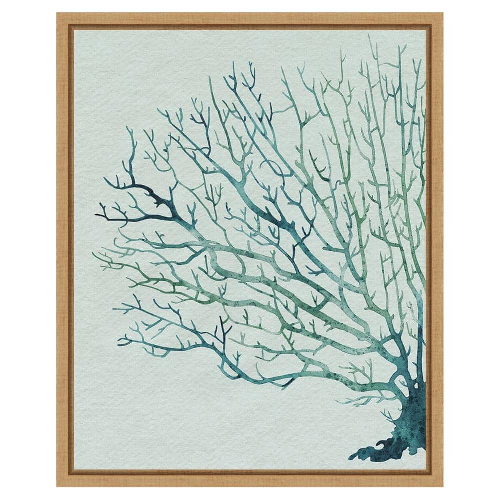 Seaglass Shadow II Abstract Tree Canvas Art with Maple Frame