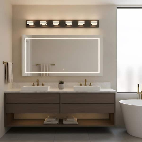 40.4 in. 6-Light LED Black Vanity Light with 5-CCT Adjustable Ambiance