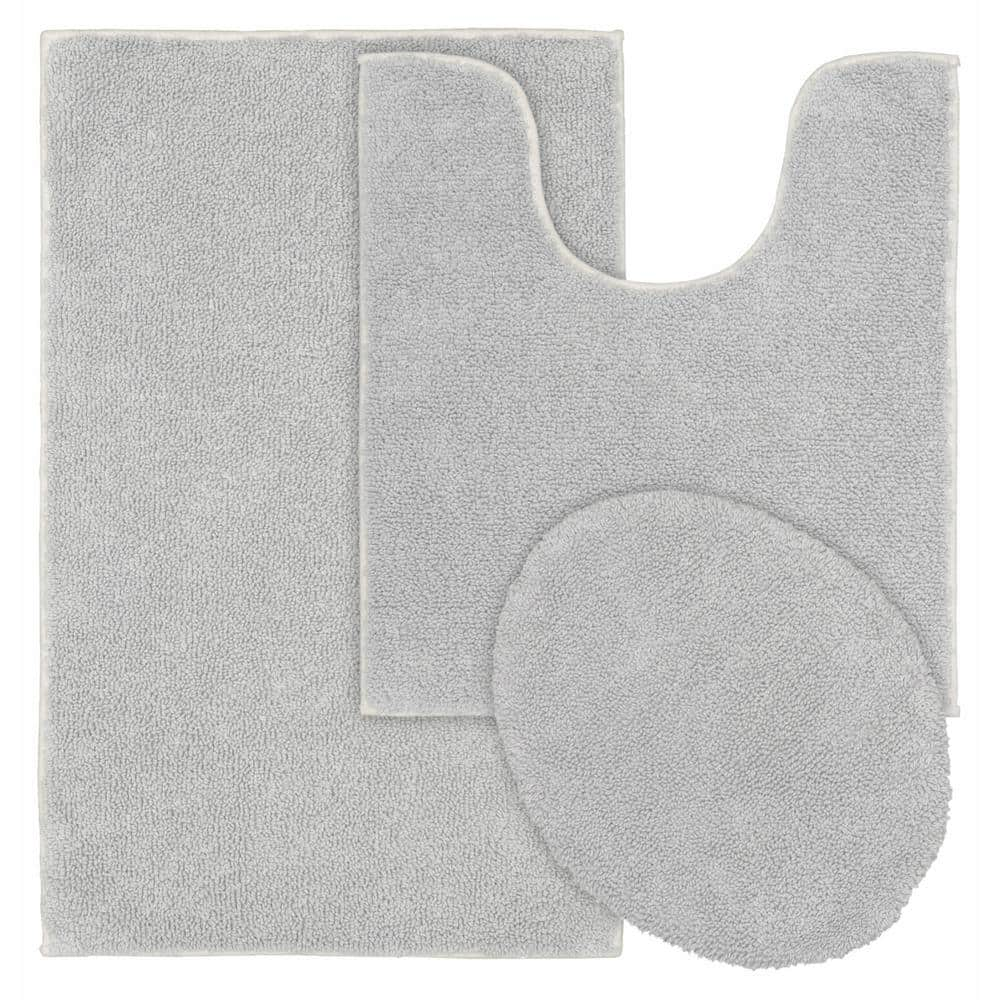 Sussexhome Solid Gray Bathroom Rugs Sets, Shower Rugs with Toilet Rugs U  Shaped, Non Slip Bath