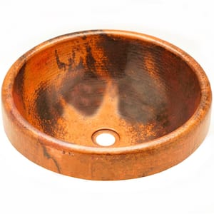 Granada Round Drop-In Copper Bathroom Sink in Natural